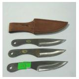 3 Jack Ripper throwing knives in 1 leather sheath,