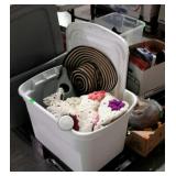 Totes and misc items, 3 storage totes 2 with lids