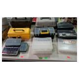 Fishing Tackle Boxes, and 2 stools, 11 total