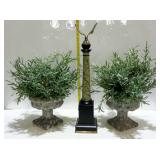 Home decor- Eagle topped pillar and two artificial