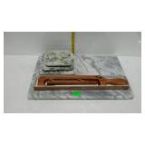 Kitchenware - fiddle bow bread knife, marble