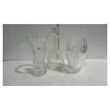 Crystal - Decanter with stopper and two 9" vases
