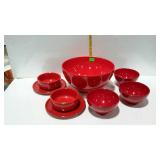 Waechtersbach red plates and bowls, large salad,