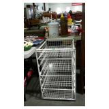 Wire basket storage unit with three deep and one