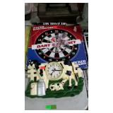 Cow clock, battery operated, and dart board with
