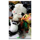 Three large stuffed toys. Panda, horse and