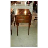 Drop leaf mahogany end table with single drawer,