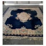 Wool Rug blue with floral Chinese 100 percent