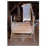 Older wicker baby cradle, white with mattress and