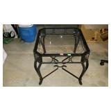 End table - metal framed with glass top, 26 x 24