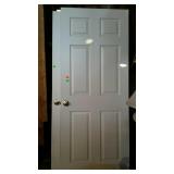 Interior door - white six panel with door knob,