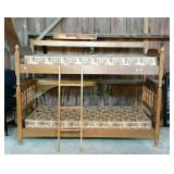 Maple set of bunk beds, with ladder and mattress
