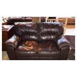 Leather Loveseat, brown 2 person seating, clean