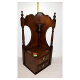 Look Here Walnut wall hanging corner shelf having