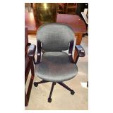 Office chair, heather grey fabric with vinyl arms