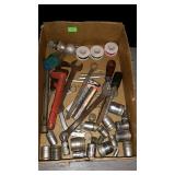 Tools - sockets, wrenches, pipe wrench, feeler