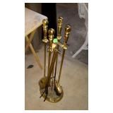 Brass fireplace tool set