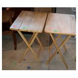 Two TV snack tray tables, light finish