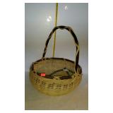 Bamboo and wicker handled basket, real nice