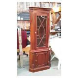 Corner Cupboard, mahogany finish top with narrow