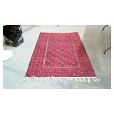Area rug - red, black, & orange with fringe - 47