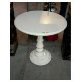Pedestal table with painted cast iron base, 30"