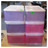 Six stacking craft / storage plastic drawers