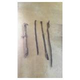 Group lot, includes three leather belts and