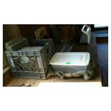 Group lot, includes plastic crate of glass, small