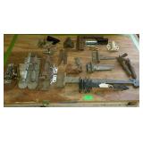 Assorted hardware. Strap hinges, barrel bolt