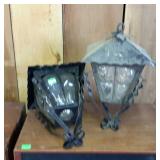 Pair of Wrought iron hanging "lights". Could be