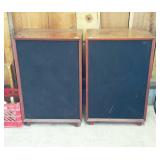 Pair of large speakers. Brand unknown. Each is