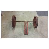 Set of steel cart wheels on axle. Start your