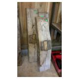 Three old wood beam pieces angled corners ramp