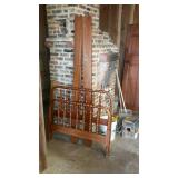 Twin size wooden bed, with wooden rails