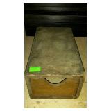 Small wooden index file box, measures 12 inches