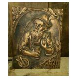 Bronze metal wall plaque advertisement for beer,