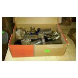 Shoe box with medicine bottles, various sizes