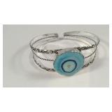 Blue solar slice quarts cuff bracelet