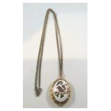 Locket necklace watch bird design