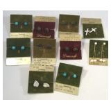 10 pairs of earrings with 10kt gold post