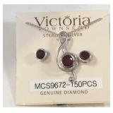 25 sterling red Garnet musical note necklace and