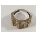 925 Sterling emerald and topaz ring size 9- 8 gams