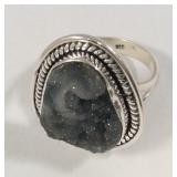 Desert druzy 925 Sterling ring size 9