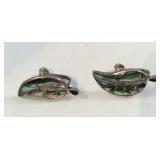 Sterling Abalone leaf screw back earrings
