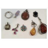 Bag with nine Sterling pendants