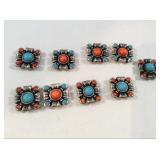 Coral and turquoise bracelet pieces