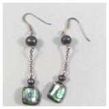 Sterling abalone dangle earrings