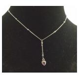 Sterling heart necklace amethyst