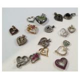 Bag with 17 sterling heart pendants